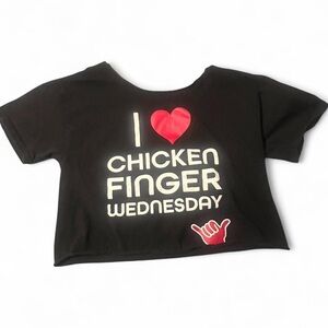 NCAA Black Crop Top with Red Heart Design